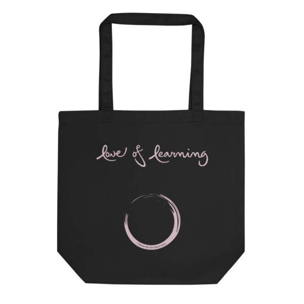 An eco bag for Love of learning with inspiring secret note